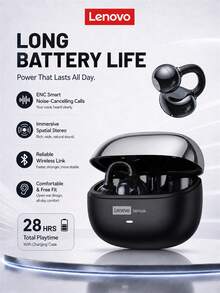 Lenovo LE302 藍牙耳夾式開耳式耳機，全景音效、立體環繞聲、高品質音訊、低延遲，適用音樂、遊戲、ENC 降噪、HD 通話，無線耳機，兼容智慧型手機與電腦 - 黑色. - 查看 2
