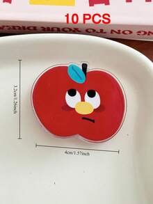 30/10pcs Apple Cartoon Decorative Gift Sealing Clip, Note Holder, PP Clip, Cute Small Item For Students As A Gift - Multicolor - View 4