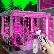 LED Curtain String Lights, USB Powered Fairy Lights Garland. 8 Lighting Modes With Remote Control (Batteries Not Included), Suitable For Home Bedroom Window Wall Stage. Romantic Proposal Confession, Birthday Party, Wedding Celebration Background Atmosphere Decoration Hanging String Lights, Valentine's Day Halloween Christmas Holiday Decoration - USB Plug Curtain Light - View 18