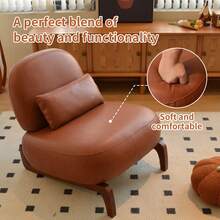 Brown Accent Chair With Wooden Legs – Modern Style - 棕色 - 查看 10
