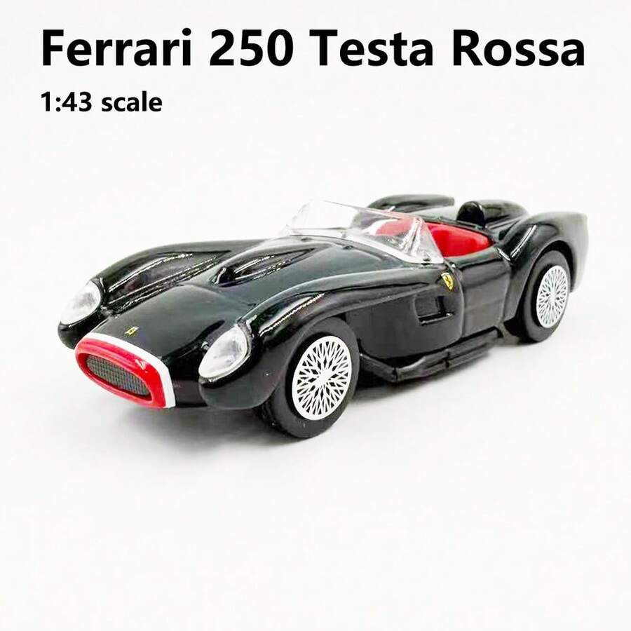 Burago 1:43 比例 Ferrari 250 Testa Rossa 黑色鋅合金壓鑄模型車,創意模型玩具/裝飾品,適合青少年與成人收藏,可作為桌面裝飾,完美的節日禮物 - 250 Testa Rossa-黑色 - 查看 1