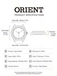 Orient Black Chronograph Watch, Large Date Display, Stainless Steel Band, Professional Racing Business Social Anniversary Celebration Gentleman - Black - View 7