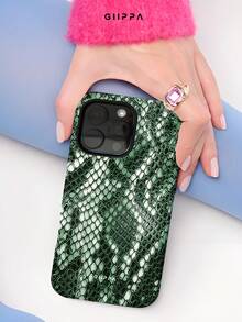 GIIPPA 1pc Green Python Pattern Design Phone 17 Pro Max Phone Case, Compatible With Phone 16 Pro Max, 15 Pro Max, 14 Pro Max, Korean Style High-End Fashionable And Fun Phone Case, Suitable For 11/12/13/14/15/16 Pro Max Plus, Elegant Design For Men And Women, Perfect Gift For Girlfriend On Christmas, Valentine's Day, Easter, Wedding Season And Birthday! - Green - View 5
