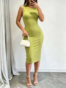 Women Sweater Dresses - Fruit Green - View 3