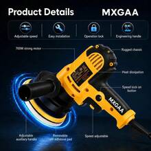 Pulidora Eléctrica de Mano MXGAA para Auto con Kit de 17 Piezas, 700 W y Velocidad Variable - Tipo de Enchufe A USA (110-127V) - Ver 2