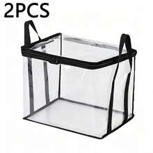 Transparent PVC Storage Box, Foldable Storage Bag With Visible Window, Thickened Waterproof Rectangular Storage Container, Suitable For Books, Toys, Stationery, Snacks, Space-Saving Home And Classroom Storage, College Dorm Essential, Holiday Gift Choice - Multicolor - View 14