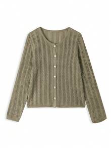 Women's Knitted Cardigan Autumn Outfit New Korean Style Long Sleeve Loose Sweater Jacket - Wheat Camel - View 3