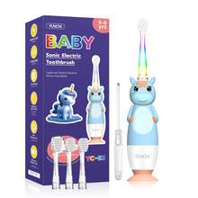 YUNCHI Children's Electric Toothbrush With 2-Minute Timer And 4 Replacement Brush Heads, Rainbow LED Lights Make Brushing Fun, AAA Battery Powered - Multicolor - View 11