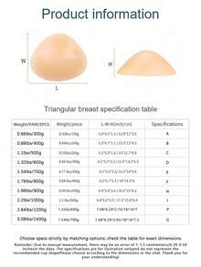 ANGDIE 1 Pair Silicone Triangle Breast Prosthesis, Artificial Silicone Breast Pads, Women's Post-Mastectomy Silicone Breast Prosthesis, 1 Pair - Khaki - View 5
