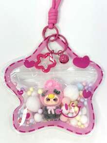 1 Set Sweet Cool Style Dopamine PVC Star Bag Flocked Rabbit Doll Bell Hanging Ornament Macaron Fur Ball Pentagram Hanging Rope Keychain Spring Buckle Bag Accessory Pendant Girl Birthday Gift Party Small Gift - Multicolor - View 17
