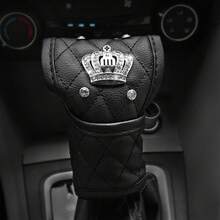 All-Season Luxury Crown Rhinestone PU Leather Car Interior Set, Car Seat Belt Shoulder Cover, Gear Shift Cover, Handbrake Cover, Door Handle Cover, Universal Black Car Decor Gift - PU Leather - View 11