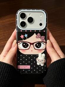1pc Aesthetic Y2K Style Cartoon Girl Rabbit Print Protective Phone Case, Durable Anti-Drop Decorative Phone Shell, Suitable For Party, Daily Use, Gift, Compatible With IPhone 11-17 Pro Max - Multicolor - View 3