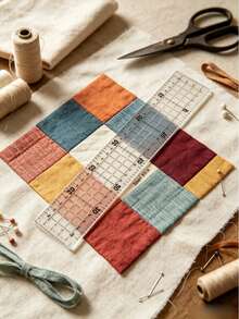 1 pieza Regla de patchwork, Regla de costura, Plantilla cuadrada de patchwork de acrílico, Regla de precisión transparente para empalmar, Conjunto de accesorios de herramientas - Regla larga blanca - Ver 6