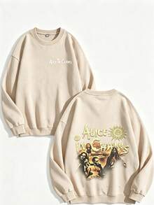 Unisex Y2K "Alice In Chains - Misfit Rock Band" Graphic Cotton Hoodie, Retro Casual Fashionable Daily Soft Warm Hoodies For Streetwear - 杏色2 - 查看 1