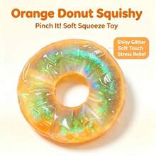 Brinquedo de Alívio de Estresse Squishy de Rosquinha com Glitter, Brinquedo de Rosquinha Transparente e Brilhante para Apertar, Brinquedo Squishy, Brinquedo para Apertar, Brinquedo, Squishy Crocante, Squishy, Brinquedo para Crianças Pequenas, Decoração de Halloween, Halloween, Brinquedo Squishy - Multicolorido - Visão 15