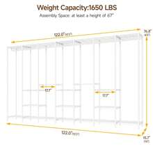 ONBRILL 1Pc Industrial Metal Freestanding Closet System Storage Shelves & Hanging Rods 122.04 Inches Wide 1650LBS Weight Capacity Clothes Rack For Home Bedroom Storage Organization - White - View 4