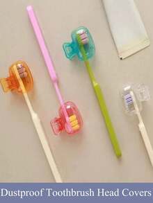 Transparent Toothbrush Head Cover With Spring Clip Closure, Dust-Proof Protective Cap, Keeps Brush Head Clean - Multicolor - View 8
