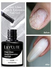 LILY'CUTE 7ml Clear Fiber Glass Fast Extension Nail Gel, Includes Nail Mold And Nail File, Can Shape Apex, Reinforce Nails, Self-Leveling, Fill Gaps And Seal Uneven Surfaces, Requires LED Light Curing, Suitable For Home And Salon Nail Care - Clear - View 3