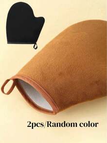 2/1pc Self-Tanning Gloves, Unisex Thumb-Covering Tanning Mitts, Suitable For Applying Body Lotion, Sunscreen, Self-Tanning Oil, Soft Waterproof Reusable Double-Sided Flocked Tanning Gloves, Body Scrub, Bath Gloves - Multicolor - View 9