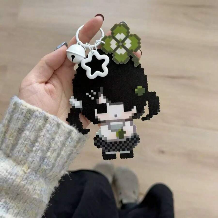 10pcs/Original Pixel Style Acrylic Keychain Cute Cartoon Girl Heart Bag Charm Student Gift Hanging Decoration Multiple Styles Available - Multicolor - View 1
