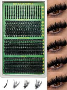 400Pcs Salon Style Self Application D Curl Individual Lash Clusters Complete Lash Book Kit Including Tweezers & Lash Brush, Assorted Lower Lashes & 60D/80D/100D Multi-Density, Soft Comfortable Fibers Easy DIY Lash Extensions For Daily Casual Makeup - Multicolor - View 11