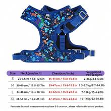 Dog Harness And Leash Set, Floral Pattern Double-Layer Breathable Mesh Vest Harness, Adjustable Soft Wear-Resistant Pet Walking Harness And Leash Set, Suitable For Small And Medium Dogs - Blue - View 6