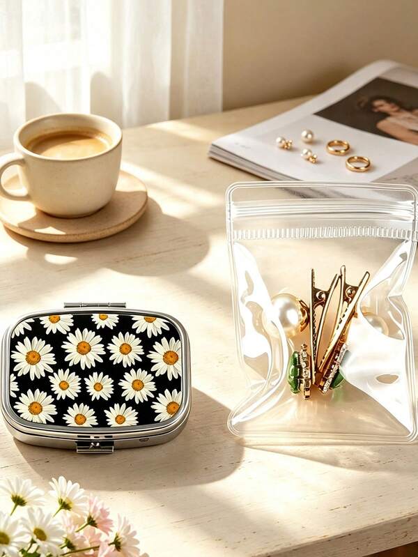 Jewelry Storage Box, Bee, Sunflower, Lobster, Daisy, Puppy Print Storage Box, Jewelry Box, Display Box, With Transparent Jewelry Storage Bag, Storage Supplies, Display Supplies, Can Store Rings, Earrings, Necklaces And Other Accessories, Cute And Portable, Ideal For Travel Storage, Also A Great Gift For Female Friends On Birthdays, Back To School, Valentine's Day, Christmas.