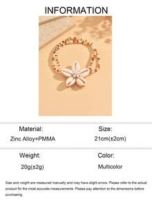 1pc Shell Faux Pearl Flower Pendant Anklet, Fashion Double Layer Rice Bead Decor Women's Foot Jewelry, Suitable For Daily Wear, Vacation, Date, Party, Music Festival, The Color And Quantity Arrangement Of Colored Rice Beads Are Random And Not Fixed - Multicolor - View 5