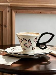A Set Of 260ml Embossed Ceramic Coffee Cups And Saucers, Suitable For Use In The Microwave And Dishwasher; Ideal For Italian Espresso And Arabic Coffee. These Saudi-Style Coffee Cups Are Perfect For Afternoon Tea And Cafes, And Make An Ideal Gift. - Multicolor - View 7