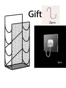 1/2pc No-Drill Wall-Mounted Hair Tool Organizer, 4-Compartment Large Capacity Hair Care Storage Box With Extra Hooks, Space-Saving Bathroom Accessory, Suitable For Hair Dryer, Curling Iron, Flat Iron And Styling Tools, Cosmetics Storage, Room Decor - Multicolor - View 11