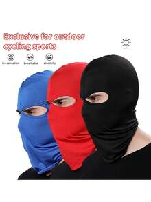 1 buah/2 buah Set Masker Balaclava Pullover Warna Polos Unisex 2 Lubang, Masker Penutup Kepala Satu Lubang untuk Bersepeda, Cocok untuk Pemakaian Sehari-hari dan Aktivitas Luar Ruangan - MultiWarna - View 1