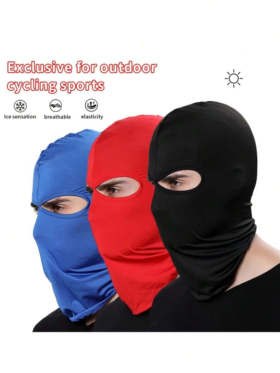 1 buah/2 buah Set Masker Balaclava Pullover Warna Polos Unisex 2 Lubang, Masker Penutup Kepala Satu Lubang untuk Bersepeda, Cocok untuk Pemakaian Sehari-hari dan Aktivitas Luar Ruangan - MultiWarna - View 1