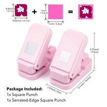 2pcs/Set (1pc Serrated Edge Square Punch + 1pc Solid Square Punch) Layered Serrated Edge Square Paper Punch, Suitable For Scrapbooking And Collage, Stamp Style Nested Craft Punch, With Precise Alignment Hollow Design, Suitable For Card Making - Pink - Set Of 2 - View 3