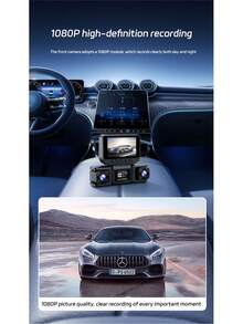 WiFi High Definition 4 Lens Panoramic Dash Cam, Low Light Night Vision, 360° Panoramic Recording, 4 Camera Recording, Collision Sensor, Equipped With 64GB Loop Recording, Phone Interconnection, Battery Capacity 150mAh - 4-channel Dash Cam - View 4