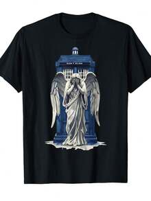 Men's Y2K-Style Casual Top Printed With Retro Geisha Graphics, Machine-Washable, Urban- Outfit Piece - 黑色 - 查看 1