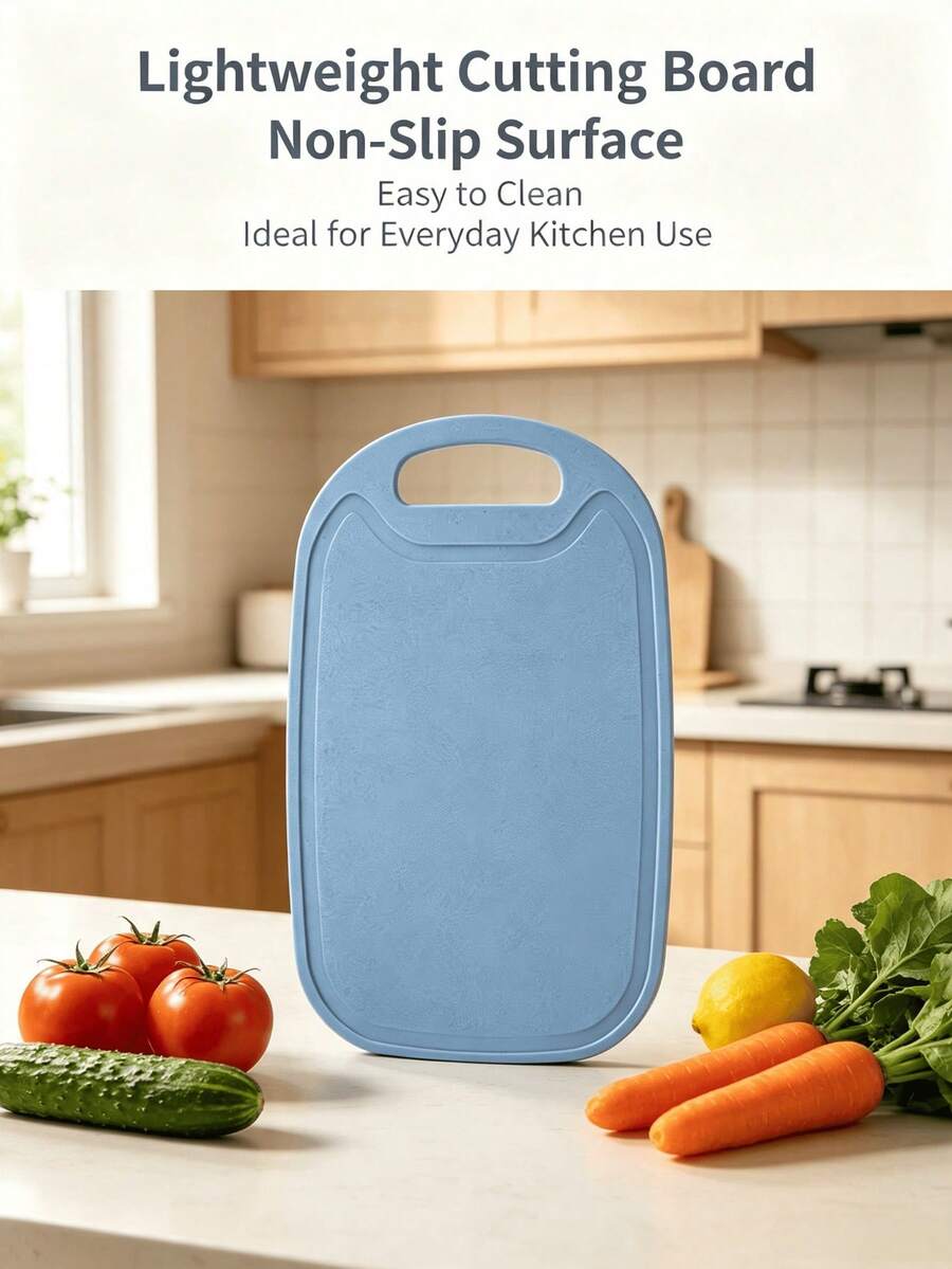 1/2pcs Blue Plastic Kitchen Cutting Board, Built-In Handle, Lightweight And Portable, Convenient For Daily Use, Hangable, Suitable For Preparing Fruits, Vegetables And Fast Food, Kitchen Decor - Mint Blue - View 1