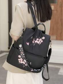 Classic Versatile Embroidered Backpack With Multiple Pockets, Casual Style Adjustable Shoulder Straps, Suitable For Travel, Students And Daily Use Fashion Commuter Bag - Multicolor - View 7