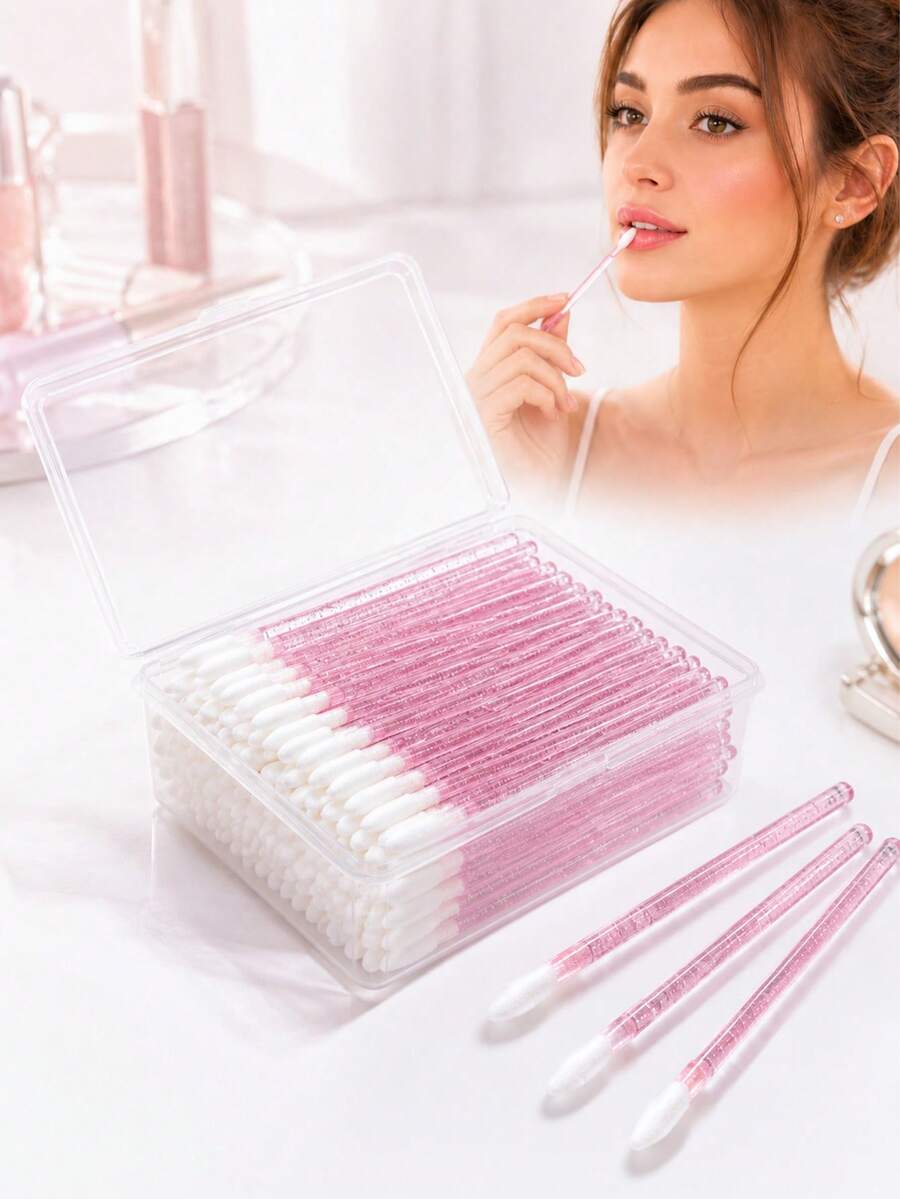 50 cây cọ môi dùng một lần đóng hộp, cọ son môi cầm tay, cọ đánh son bóng và mặt nạ môi, dụng cụ thoa môi phủ lông đa năng, dụng cụ trang điểm cho chuyên gia trang điểm - Nhiều màu - Xem 1