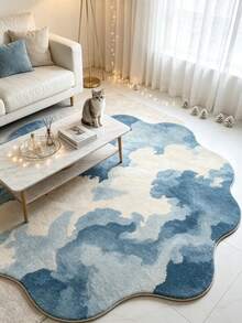 1pc Asymmetrical Blue Sky Cloud Pattern Living Room Rug, Thickened Rug, Thick Rug, Plush Rug, Autumn/Winter Rug, Thickened Rug, Living Room Rug, Rug, Living Room Area Rug, Area Small Rug, Mat, Home Decor, Large Living Room Rug, Round Rug, Living Room Home Decor, Room Decor, Washable Rug - Multicolor - View 2