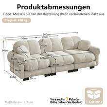 Sofa Khaki 3 Seat Made Of Chenille For Living Room And Lounge - 卡其色 3 人座 - 查看 4