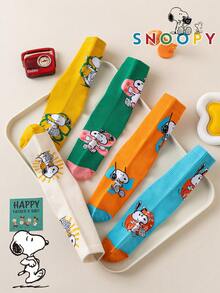 SNOOPY 1/5/10雙 Snoop Sock 女款中筒襪，多巴胺配色拼色可愛百搭休閒透氣趣味禮物襪 - 彩色 - 查看 8