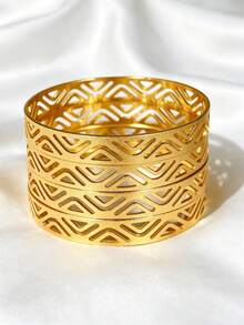 Texture And Hollow Out Multiple Optional Layered Bracelets, Suitable For Daily Banquets, Parties, And Ramadan Wear - Matte Thin Bangle - View 5