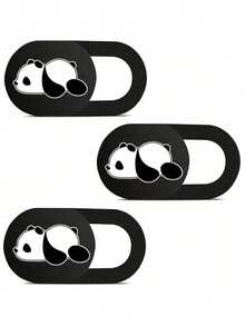 3 piezas Cubierta deslizante para cámara web con diseño lindo de panda, ajuste delgado para portátil, computadora, teléfono inteligente, tableta para proteger su privacidad y , adhesivo fuerte (3 paquetes - Diseño de panda) - Multicolor - Ver 2