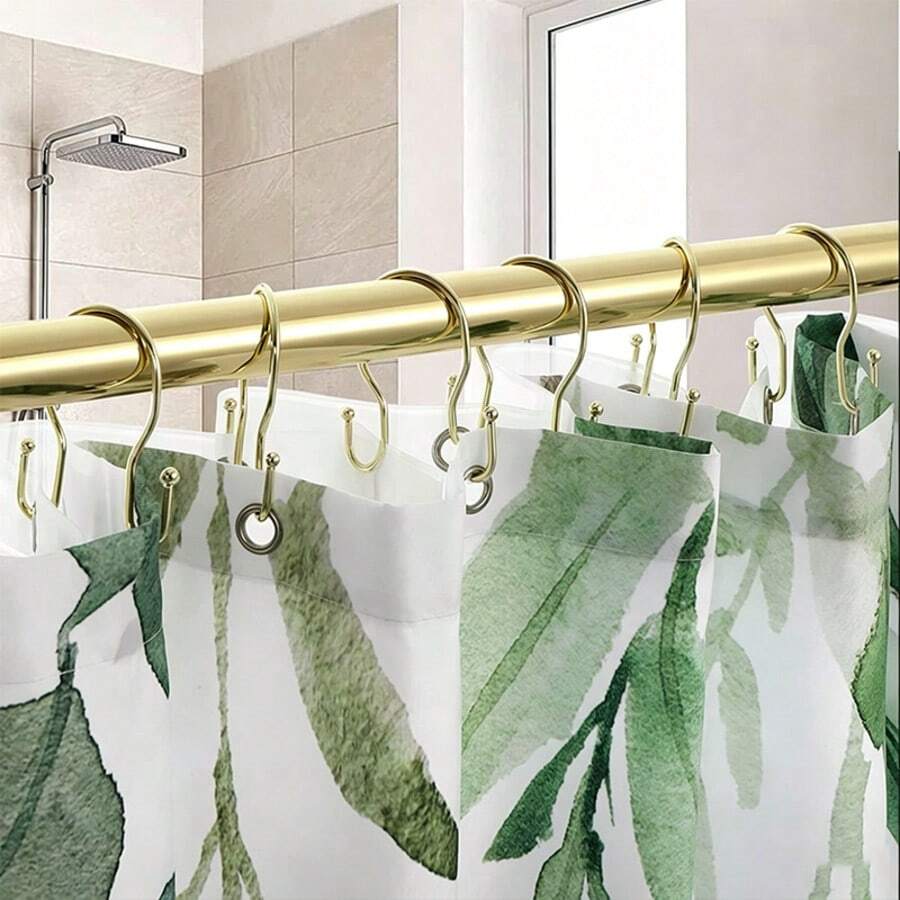 12pcs Gold Metal Shower Curtain Rings, Smooth Sliding Without Jamming, Fits Various Bathroom Shower Rods, Easy To Hang Shower Curtains, Practical Accessory To Enhance Bathroom Experience