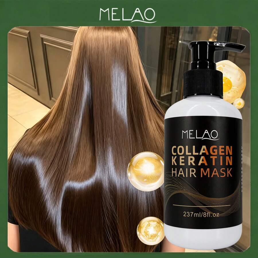 MELAO Collagen Keratin Hair Mask - Intensive Repair For Damaged & Fragile Hair, Reduce Breakage, Restore Strength And Shine - Black - View 1