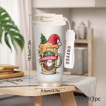 1/5Pcs 18oz Stainless Steel Coffee Tumbler, Christmas Beer Mug Santa Print Travel Mug With Lanyard & Gift Box, Vacuum Insulated Cup For Car Home Party Use, Holiday Birthday Present For Friends & Family - Christmas Beer Mug Santa Claus - View 7