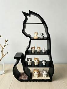 Dark Style Cat Mini Storage Rack, Dollhouse Scene Decoration, Multi-Layer Figure Storage Display Shelf, Model Photography Prop, Collectible Craft, Holiday Gift - Multicolor - View 5
