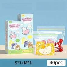 15/20/30/40/50/55/60个加厚食品储存袋，密封冷冻袋，适用于冰箱、水果蔬菜、厨房收纳 - 透明 - 查看 26