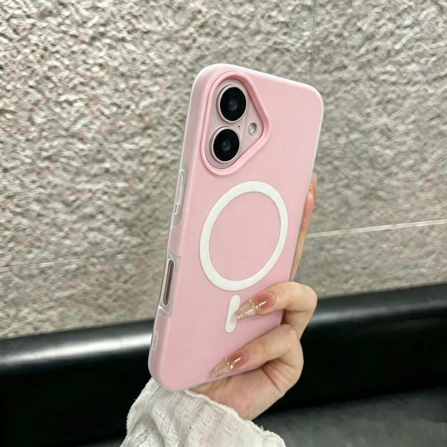 夏季清新色果凍感 2 合 1 磁吸手機殼,相容 iPhone 16 17 16e 17e,磨砂手感防摔硬殼,相容 iPhone 15 14 13 11 16 Pro Max 17 Pro Max 12 - 淺粉色 - 查看 1
