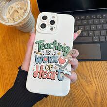 Premium Angel Eyes Phone Case With Teaching Is A Work Of Heart Pattern Cartoon Animation UV Printing Phone Cover 360 Degree Full Protection For IPhone 17 11 12 13 14 15 16 Pro Max Plus Mini For Smartphone Best Gift Lightweight And Comfortable Touch - 黑色 - 查看 7